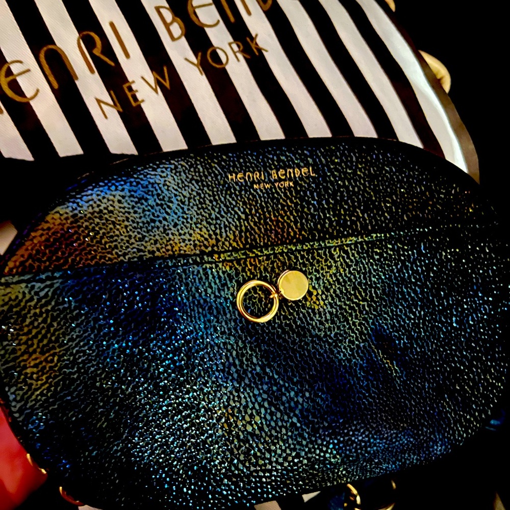 Henri Bendel Belt Bag Oil Slick West 57th Petrol Leather